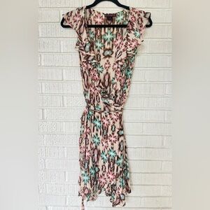 Colorful Patterned Wrap Dress